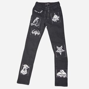 Dolls Kill Black Graphic Skinny Jeans